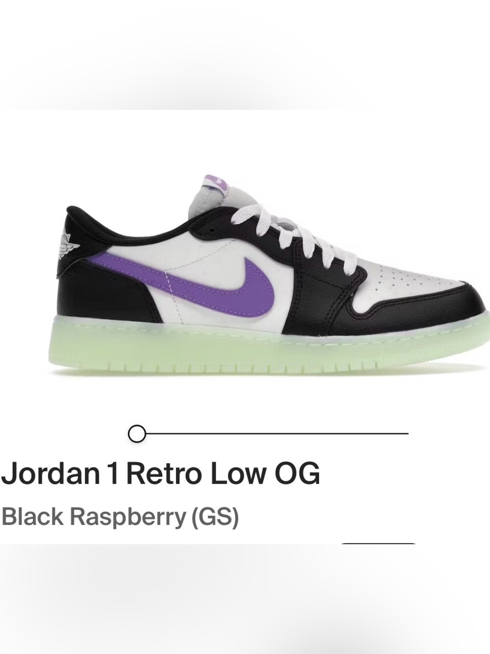 Nike Low-Top Sneakers in White, Black and Purple with Glow Sole NEW WITH TAGS